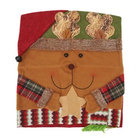 Xmas Dinner Chair Back Covers Easy To Install Soft Anti Wrinkle Non Slip Christmas Chair Slipcovers for Dining Room Reindeer
