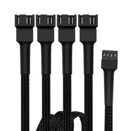YELLOW SAND SHELL 3 Way 4 Pin PWM Fan Splitter,Adapter Cable Sleeved Braided Y Splitter PC 4 Pin Fan Extension Power Cable 1to2 1to3 1to4 (1to4-2P)