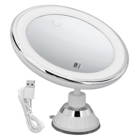 Suction Cup Makeup Mirror 10x with 3 Light Colors Battery Powered Makeup Mirror 10X Magnify with Suction Cups for Makeup