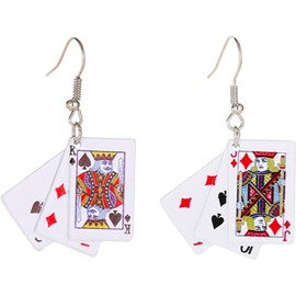 Durable Design Cute Earrings Weird Earrings Funny Playing Cards Earrings Funny Weird Dangle Earrings for Girls Women Christmas Birthday Gift Cute Drop Dangle Earrings for Women girl