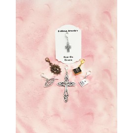 Religious Zipper Pull Charms, Crosses, Bible Charms, Devout, Holy Clip On Charms, Religious Jewelry (2. Silver Bible)