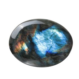 mookaitedecor 200-250g Labradorite Crystal Stone Ornament Irregular Oval Labradorite Palm Worry Stone for Anxiety Moonstone Crystal Tumble Stone Reiki Healing Crystal Gift Room Decor