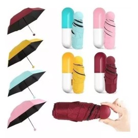 KFMX Mini Paraguas Portátil Plegable Sombrilla Cápsula Estuche