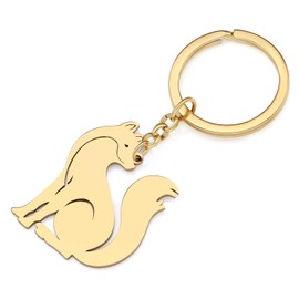 BAMAY Stainless Steel Cute Fox Keyring Car Bag Keychain Gift Novelty Jewellery for Women Girls, 18k Gold-Plated B