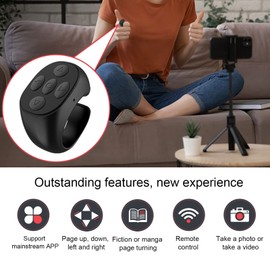 Control Page Turner, Fingertip Page Turner für Tik Tok, Multifunktions-Fernbedienung Zum Aufnehmen von Fotos, Ansehen von Videos, Lesen von Romanen (Schwarz)