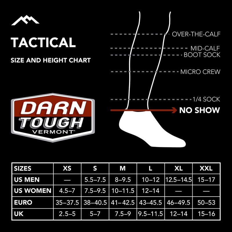 Darn Tough Vermont 1944016 Men's T4016 Tactical No-Show Midweight Cushion,