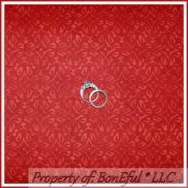 Signature BonEful FABRIC FQ Cotton Quilt VTG Red Orange Tone Flower Toile Damask Print Dot