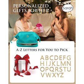 Vogewood Holiday Gifts, Birthday Gift for Her, Makeup Bags, Waterproof Double Layer Cosmetic Bag, Large Capacity PU Leather Makeup Bags Letter Travel Toiletry Bag, Initial Gifts for Coworkers