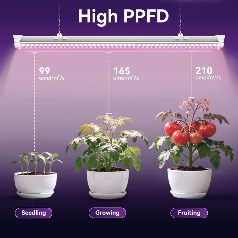 Elaruslux 6 Pack 4FT Plant Grow Light,T8 Pinkish White Full