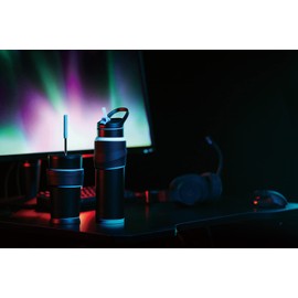 Peacock AKX-R65 RB Water Bottle, 22.0 fl oz (650 ml), Vacuum Insulated, Insulated, Cold Retention, Straw Included, Gaming Bottle, Sports Drink, Red, Black