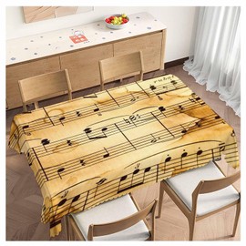 Beabes Tablecloth Music Notes 52 X 70 Inch, Retro Musical Piano Music Sheet Oblong Table Cloths Anti-Shrink Decorative Table Cover for Kitchen Dinning Tabletop Outdoor Picnic BBQ