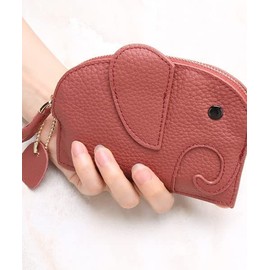 Wallet, Women's, Compact, Genuine Leather, Mini Wallet, Coin Case, Leather, Coin Purse, Wallet, Small, Genuine Leather, Cowhide Leather, Statue Shape, Elephant, Small, 4.5 x 5.6 inches (11.3 x 14.3 cm), Statue Mini Wallet (Brick)