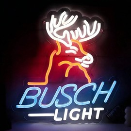 Serbasic Busch Light Neon Sign Neon Light Dimmable with ON/OFF Switch for Wall Decor Living Room Hotel Bar Club Beach Cafe Wedding Birthday Party Gifts Gaming Room Artwork Bedroom Home Decor
