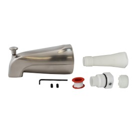Plumb Pak PP825-35 Universal Bathtub Spout with Front Diverter, Brushed Nickel