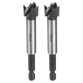 HARFINGTON 2pcs Forstner Drill Bit 5/8"(15mm) Carbon Steel Single Tooth Flat Wing Wood Drilling Forstner Bit Hinge Cutter with 1/4" Hex Shank for Hardwood Softwood Plywood Woodworking