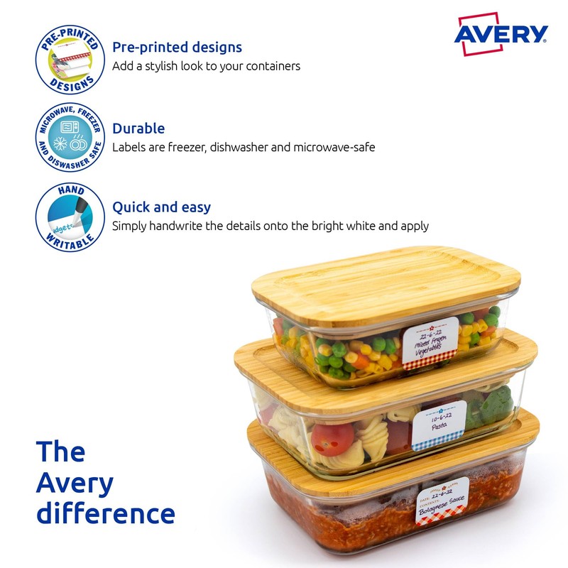 Avery Rectangle Clear A6 Pantry Labels - Food Storage Stickers