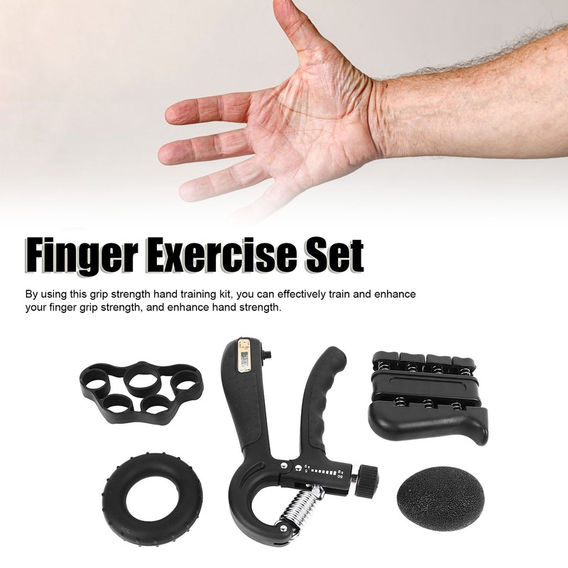 5Pcs Grip Strengthener Trainer Kit Hand Exercise Ball Finger Trainer