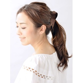 VINGTAINE H-483-BR Twist Ribbon Banana Clip Hair Accessories, Brown