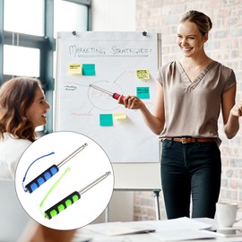 Dantolo Pack of 3 Telescopic Flagpole, Portable Rod 2 m Handheld Flagpole Flagpole Accessories Stainless Steel Set with 9 Clips Hooks for Travel Camping Excursions Competitions Travel Guide Teacher