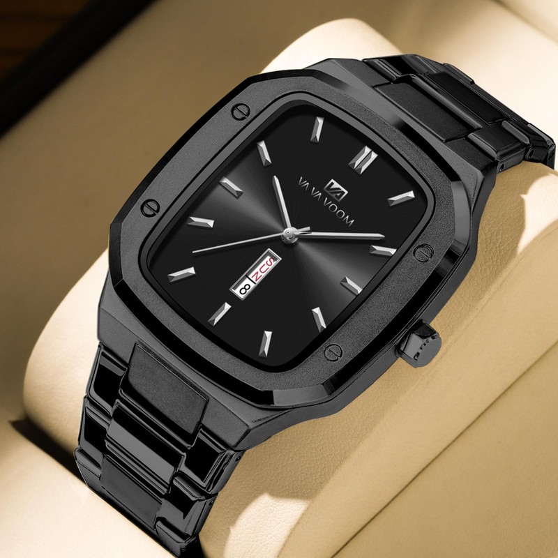 Cuadrado Reloj de Pulsera para Hombre de Acero Inoxidable con