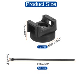 DMiotech 10Pcs Magnetic Zip Tie Mount with 8" Cable Zip Ties Multipurpose Adjustable Cable Tie Holder Set Organizer Holders Clamps for Cable Wire Tubing Sleeving Conduit,Pale Black