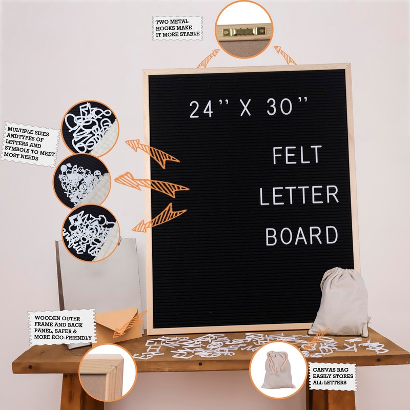 Large Felt Letter Board 24x30 Inch with 6 Sets of