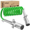 Nilight 12FT 7 Way Coiled ABS Cord Heavey Duty Zinc