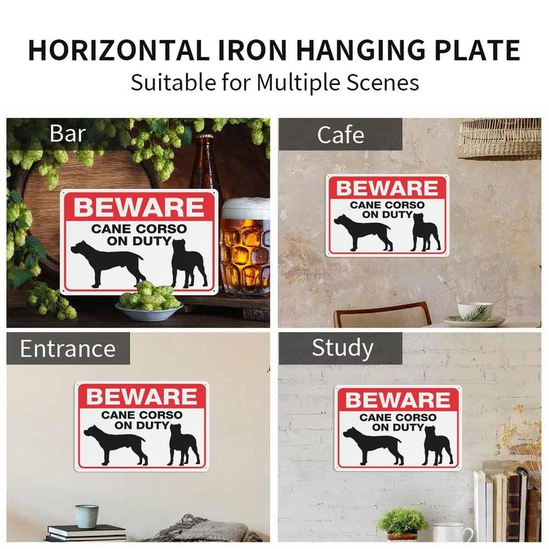 Beware Cane Corso On Duty Sign For Business 8"X12" Rust