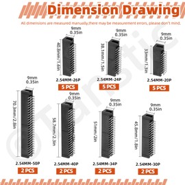 Tanstic 23Pcs 2.54 mm Pitch 20-50 Pin Box Header, Double Row Box Header Connector Right Angle PCB Header IDC Male Socket for PCB Board