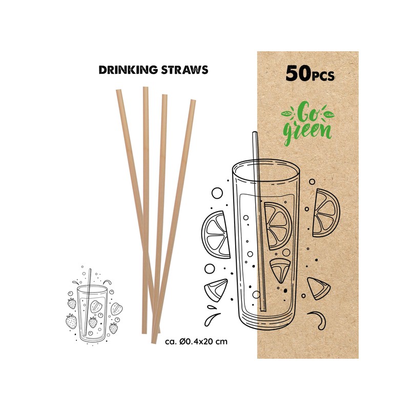 Trinkhalme, Einwegweizen, 50 Stück, Ø4x200 mm