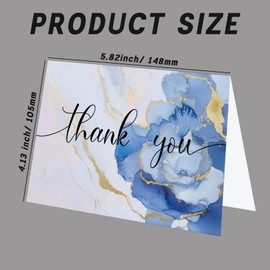 Thank You Card with Floral Design | Elegant Blue Floral Watercolor | Perfect for Weddings, Baby Showers, Birthdays, and All Occasions (N Style)