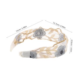 Beavorty Elegant Wide Headband Tulle Embroidery for Women Hair Accessory Face Washing Band