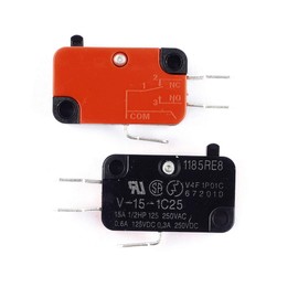 Cylewet 6Pcs V-15-1C25 Snap Button Type Micro Limit Switch SPDT 1 NO 1 NC for Arduino (Pack of 6) CYT1111