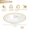 50 Pack 12oz Peal White Plastic Bowls with Gold Rim