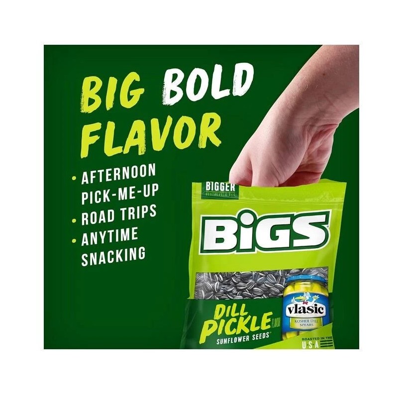 BIGS Vlasic Dill Pickle Sunflower Seeds, Keto Friendly Snack, 5.35-oz.