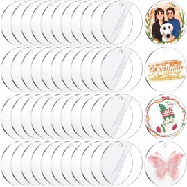 50 piezas de 5 cm de acrílico transparente llavero en blanco discos con agujero, perfectos para adornos de bricolaje, llaveros, etiquetas de bolsa, etiquetas de regalo, adornos de Navidad, 0,3 cm de grosor
