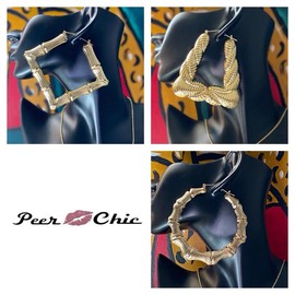 Large Bamboo Earrings Female Metal Coating Retro - Style: Square