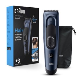 Braun Hair Clippers Series 5 5350, Hair Clippers for Men, Hair Clip from Home with 17 Length Settings, Incl. Memory SafetyLock Recall Setting, Ultra-Sharp Blades, 2 Combs, Pouch, Washable, Black