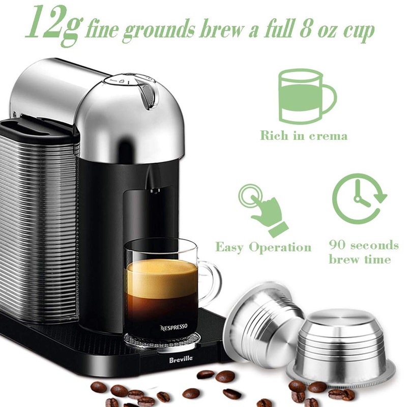 CAPMESSO Coffee Capsule, Reusable Vertuoline Pod Refillable Vertuo Capsules Stainless
