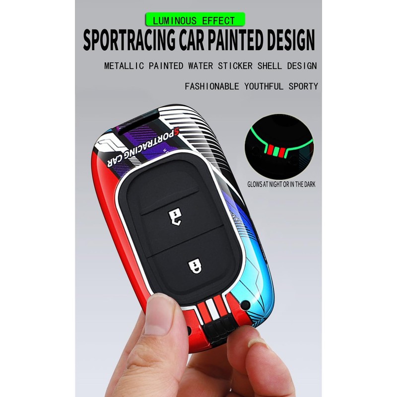 HIBEYO 2 Button Key Fob Cover Compatible with Honda Civic