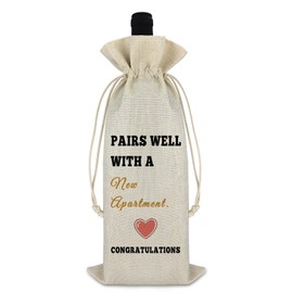 Gfhzdmf New Apartment Gifts Housewarming Gift for New Home Owner Drawstring Wine Wrap Bag First Home Gift Housewarming Party Decorations House Warming Gift for Women Men Couple Reusable Wine Wrap Bag
