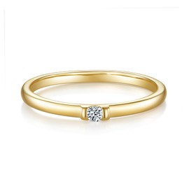 MINDDHA 14K Gold Plated Rings- Infinity Eternity Band- Cubic Zirconia Ring For Wedding/Gold Rings for Women- 2mm Band Size 4