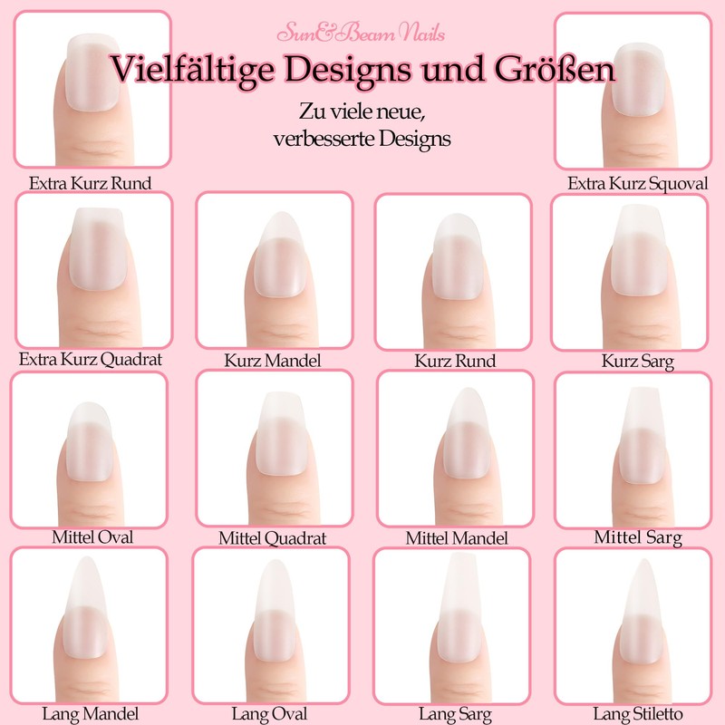 Sun&Beam Nails Artificial Nail Tips, Full Cover Clear Acrylic for