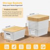 6 Pieces White Plastic Storage Baskets with Bamboo Lids with