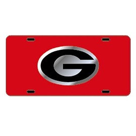 Craftique Georgia Bulldogs Red Car Tag W/Silver/Black Logo G