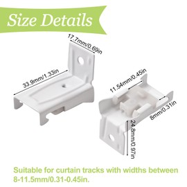 UFURMATE Wall Mount Curtain Track Bracket, 20Pcs Stainless Steel Bendable Curtain Track Wall Mount Hardware Side Wall Mount Brackets for Flexible Curtain Track (White)