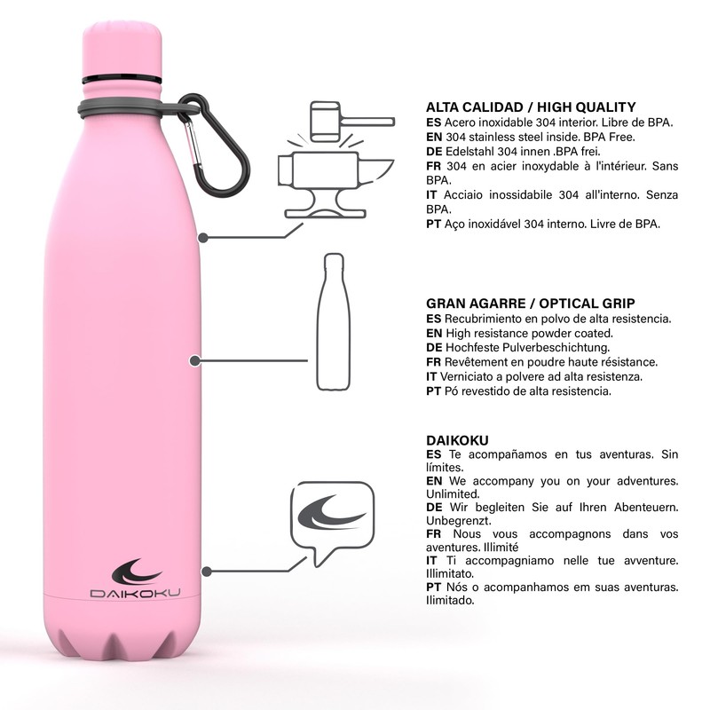 Daikoku Stainless Steel Bottle + Adjustable Strap + Carabiner, BPA