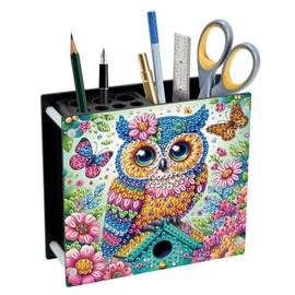 AiYuanzsh DIY 5D Diamond Painting Pen Holder – Cute Wise Owl Diamond Art Painting Pen Holder, Decorative Pencil Organizer