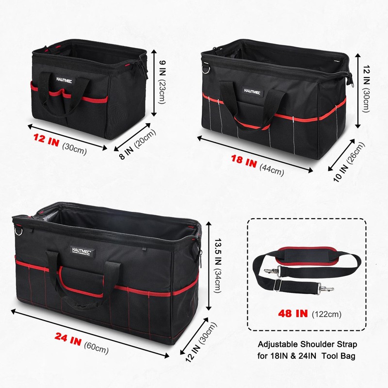 HAUTMEC 3PCS Large Tool Bag Set, Heavy-Duty Wide Mouth Tool
