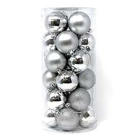 Allgala 24 PK 2.33 Inch (6CM) Christmas Ornament Balls for Xmas Tree-4 Style- (Silver)